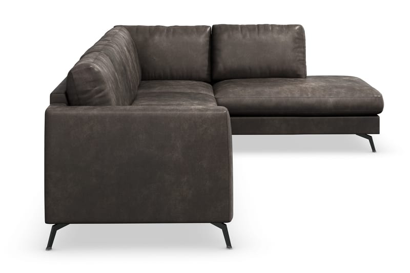 Ocean Lyx 4-seters Høyrevendt L-formet Sjeselongsofa i Kunstlær - Mørk grå - Møbler - Sofaer - Sofa med sjeselong - 4 seters sofa med divan