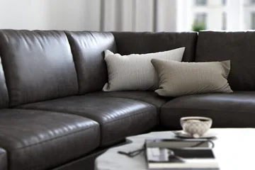 Ocean Lyx 4-seters Høyrevendt L-formet Sjeselongsofa i Kunstlær - Mørk grå - Møbler - Sofaer - Sofa med sjeselong
