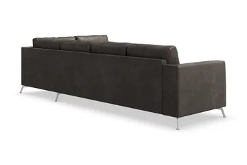 Ocean Lyx 4-seters Høyrevendt L-formet Sjeselongsofa i Kunstlær - Mørk grå - Møbler - Sofaer - Sofa med sjeselong