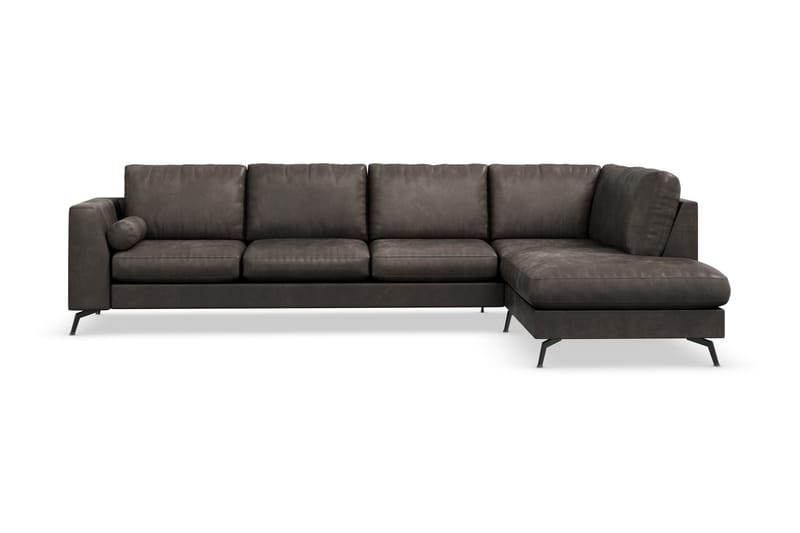 Ocean Lyx 4-seters Høyrevendt L-formet Sjeselongsofa i Kunstlær - Mørk grå - Møbler - Sofaer - Sofa med sjeselong - 4 seters sofa med divan