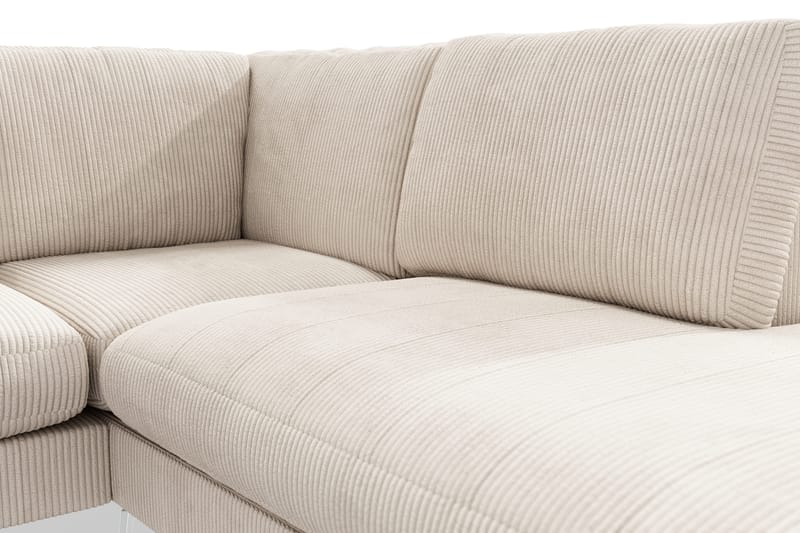 Ocean Lyx 4-seters Høyrevendt L-formet Sjeselongsofa i Manchester - Beige - Møbler - Sofaer - Sofa med sjeselong - 4 seters sofa med divan