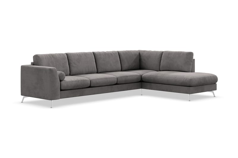 Ocean Lyx 4-seters Høyrevendt L-formet Sjeselongsofa i Manchester - Mørk grå - Møbler - Sofaer - Sofa med sjeselong