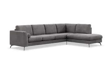 Ocean Lyx 4-seters Høyrevendt L-formet Sjeselongsofa i Manchester - Mørk grå - Møbler - Sofaer - Sofa med sjeselong