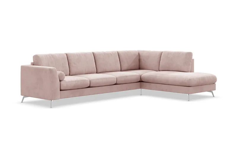 Ocean Lyx 4-seters Høyrevendt L-formet Sjeselongsofa i Manchester - Rosa - Møbler - Sofaer - Sofa med sjeselong - 4 seters sofa med divan