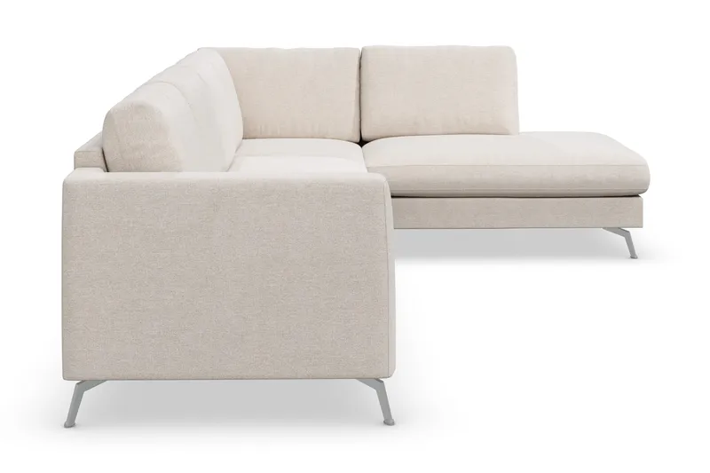 Ocean Lyx 4-seters Høyrevendt L-formet Sjeselongsofa i Stoff - Beige - Møbler - Sofaer - Sofa med sjeselong - 4 seters sofa med divan