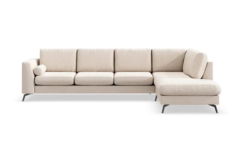 Ocean Lyx 4-seters Høyrevendt L-formet Sjeselongsofa i Stoff - Beige - Møbler - Sofaer - Sofa med sjeselong - 4 seters sofa med divan
