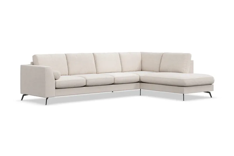Ocean Lyx 4-seters Høyrevendt L-formet Sjeselongsofa i Stoff - Beige - Møbler - Sofaer - Sofa med sjeselong - 4 seters sofa med divan
