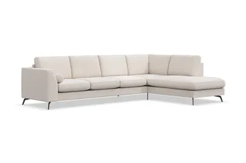 Ocean Lyx 4-seters Høyrevendt L-formet Sjeselongsofa i Stoff - Beige - Møbler - Sofaer - Sofa med sjeselong