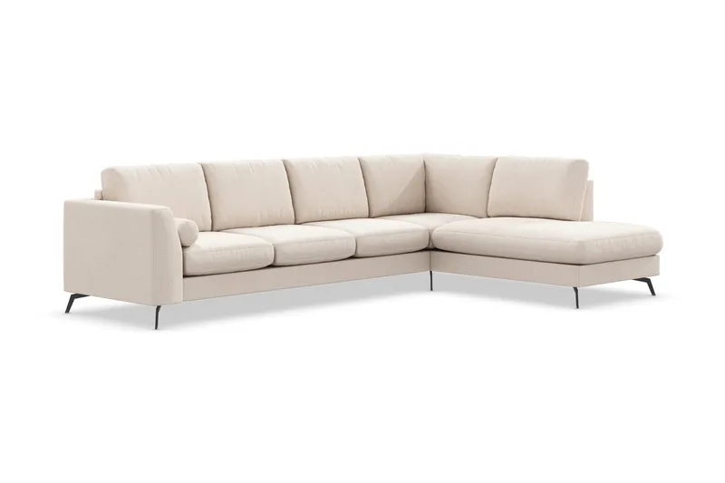 Ocean Lyx 4-seters Høyrevendt L-formet Sjeselongsofa i Stoff - Beige - Møbler - Sofaer - Sofa med sjeselong - 4 seters sofa med divan