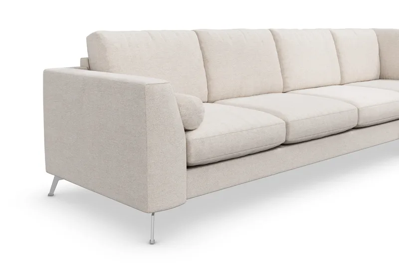 Ocean Lyx 4-seters Høyrevendt L-formet Sjeselongsofa i Stoff - Beige - Møbler - Sofaer - Sofa med sjeselong - 4 seters sofa med divan