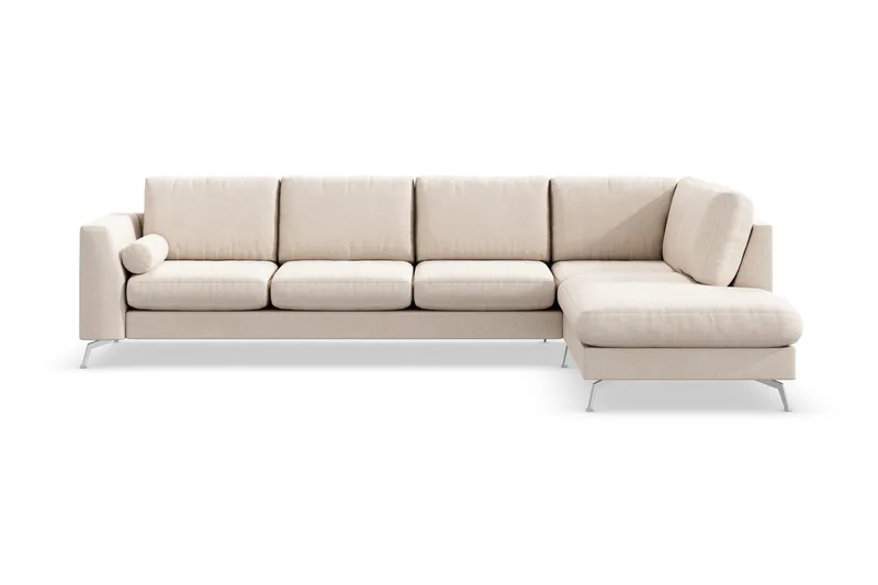 Ocean Lyx 4-seters Høyrevendt L-formet Sjeselongsofa i Stoff - Beige - Møbler - Sofaer - Sofa med sjeselong - 4 seters sofa med divan