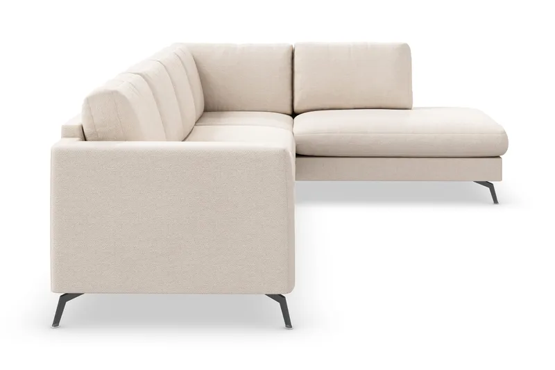 Ocean Lyx 4-seters Høyrevendt L-formet Sjeselongsofa i Stoff - Beige - Møbler - Sofaer - Sofa med sjeselong - 4 seters sofa med divan