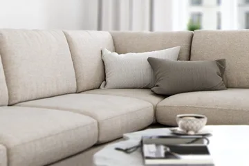 Ocean Lyx 4-seters Høyrevendt L-formet Sjeselongsofa i Stoff - Beige - Møbler - Sofaer - Sofa med sjeselong