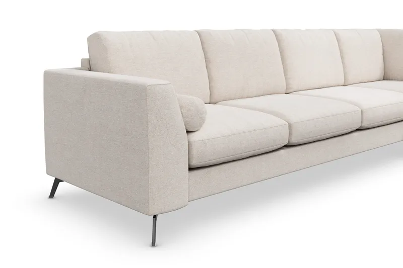 Ocean Lyx 4-seters Høyrevendt L-formet Sjeselongsofa i Stoff - Beige - Møbler - Sofaer - Sofa med sjeselong - 4 seters sofa med divan