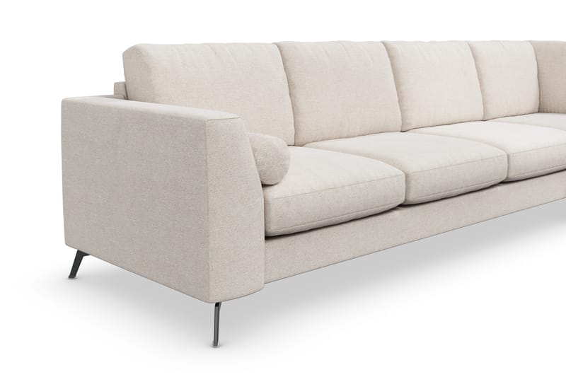 Ocean Lyx 4-seters Høyrevendt L-formet Sjeselongsofa i Stoff - Beige - Møbler - Sofaer - Sofa med sjeselong - 4 seters sofa med divan