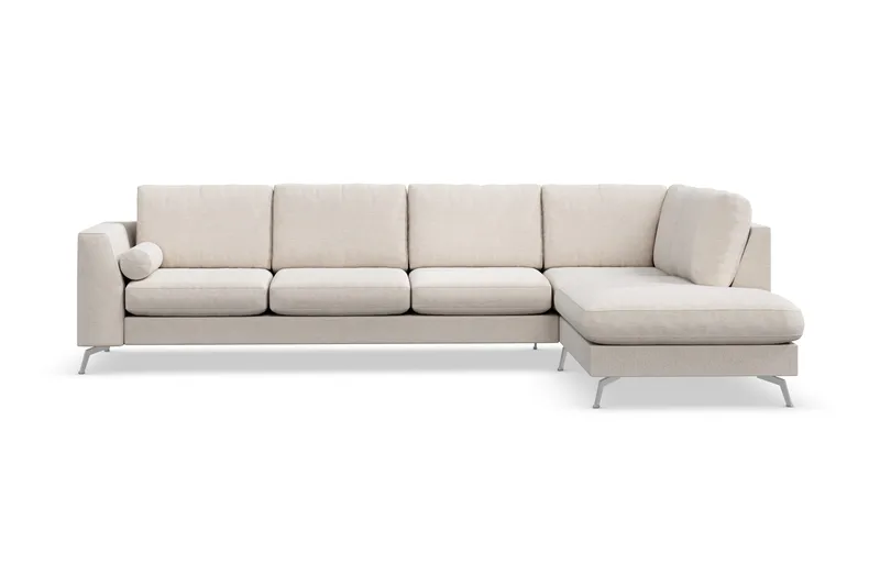 Ocean Lyx 4-seters Høyrevendt L-formet Sjeselongsofa i Stoff, Beige