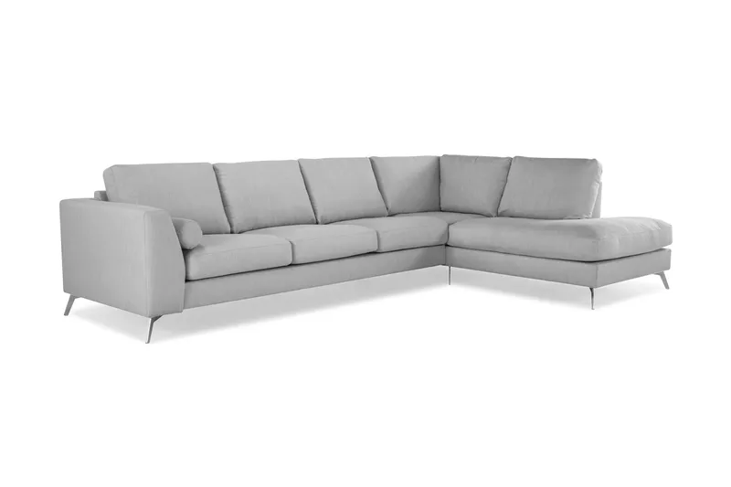 Ocean Lyx 4-seters Høyrevendt L-formet Sjeselongsofa i Stoff - Grå - Møbler - Sofaer - Sofa med sjeselong - 4 seters sofa med divan