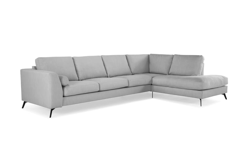 Ocean Lyx 4-seters Høyrevendt L-formet Sjeselongsofa i Stoff - Grå - Møbler - Sofaer - Sofa med sjeselong