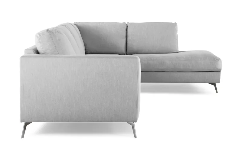 Ocean Lyx 4-seters Høyrevendt L-formet Sjeselongsofa i Stoff - Grå - Møbler - Sofaer - Sofa med sjeselong - 4 seters sofa med divan
