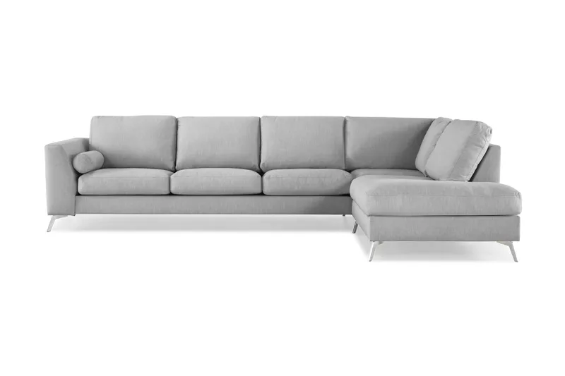 Ocean Lyx 4-seters Høyrevendt L-formet Sjeselongsofa i Stoff - Grå - Møbler - Sofaer - Sofa med sjeselong - 4 seters sofa med divan