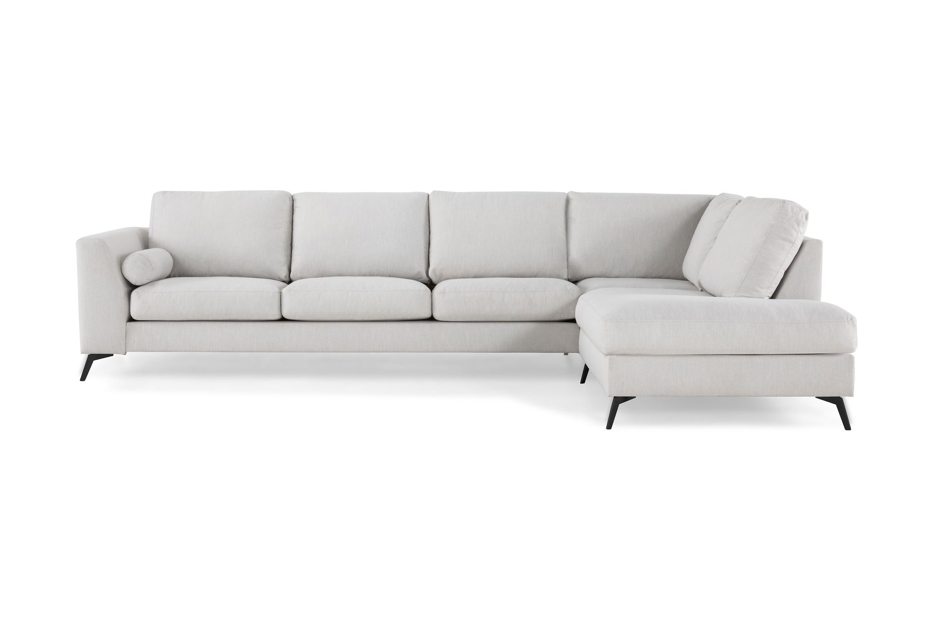 Ocean Lyx 4-seters Høyrevendt L-formet Sjeselongsofa i Stoff - Lys grå - Møbler - Sofaer - Sofa med sjeselong