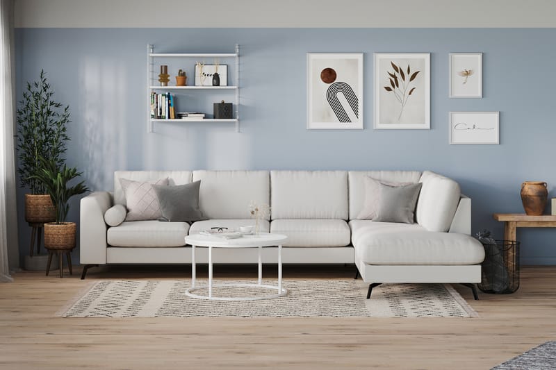 Ocean Lyx 4-seters Høyrevendt L-formet Sjeselongsofa i Stoff - Lys grå - Møbler - Sofaer - Sofa med sjeselong