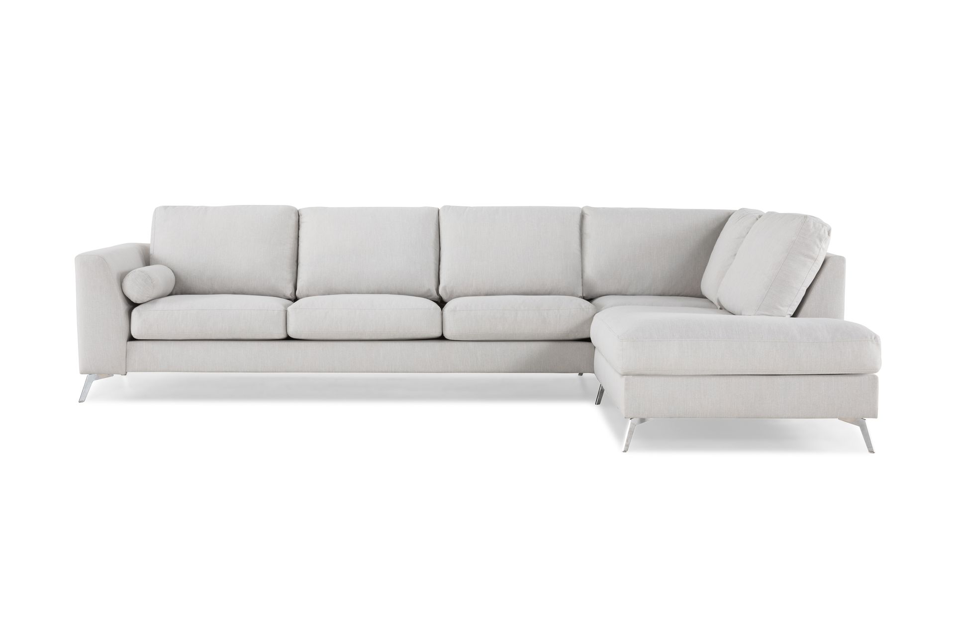 Ocean Lyx 4-seters Høyrevendt L-formet Sjeselongsofa i Stoff - Lys grå - Møbler - Sofaer - Sofa med sjeselong