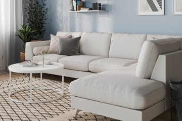 Ocean Lyx 4-seters Høyrevendt L-formet Sjeselongsofa i Stoff - Lys grå - Møbler - Sofaer - Sofa med sjeselong