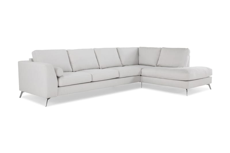 Ocean Lyx 4-seters Høyrevendt L-formet Sjeselongsofa i Stoff - Lys grå - Møbler - Sofaer - Sofa med sjeselong