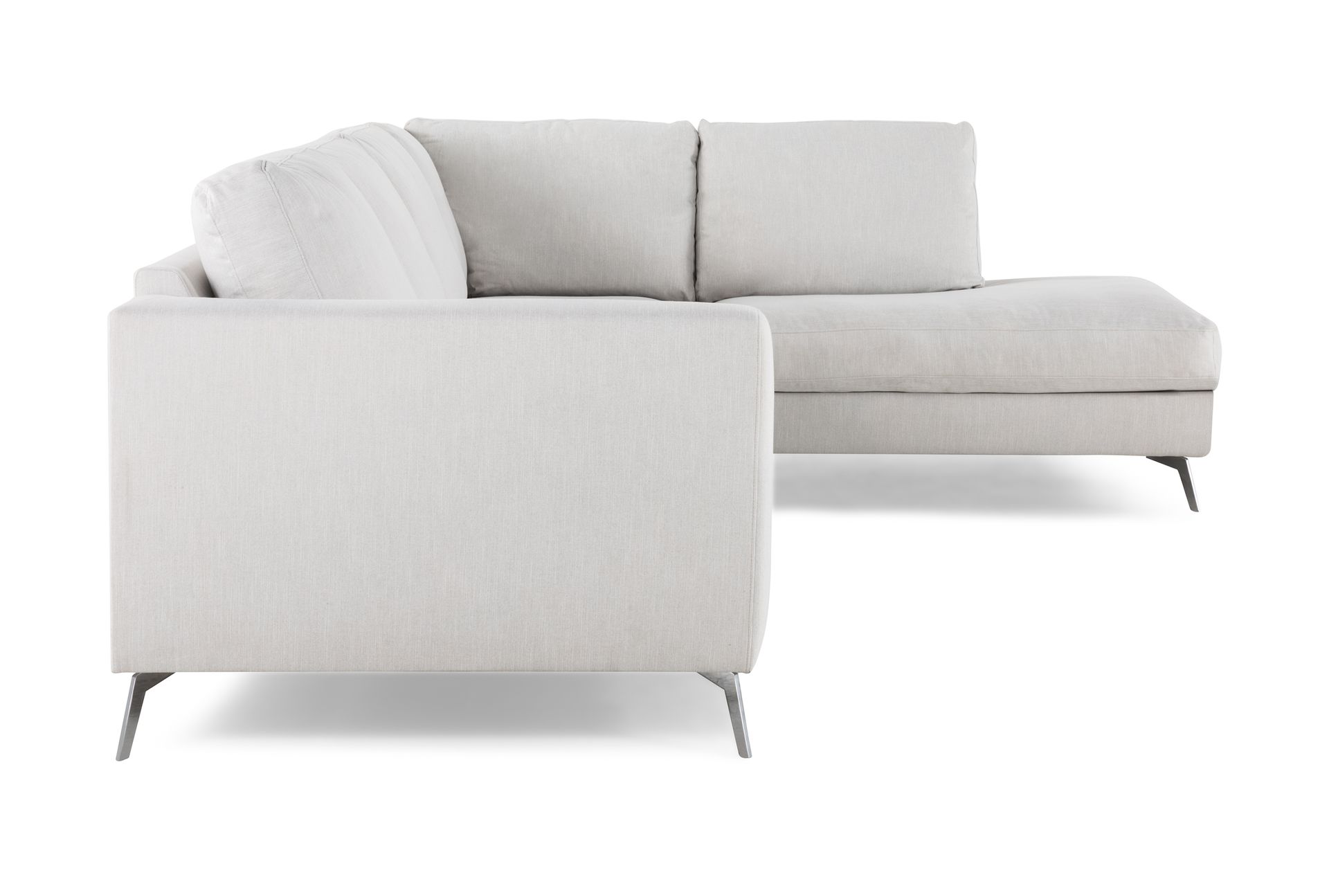 Ocean Lyx 4-seters Høyrevendt L-formet Sjeselongsofa i Stoff - Lys grå - Møbler - Sofaer - Sofa med sjeselong