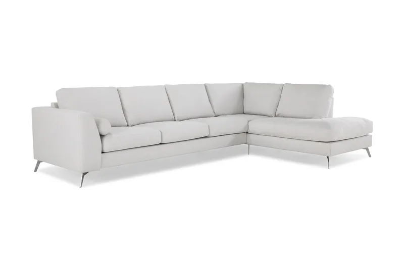 Ocean Lyx 4-seters Høyrevendt L-formet Sjeselongsofa i Stoff - Lys grå - Møbler - Sofaer - Sofa med sjeselong - 4 seters sofa med divan