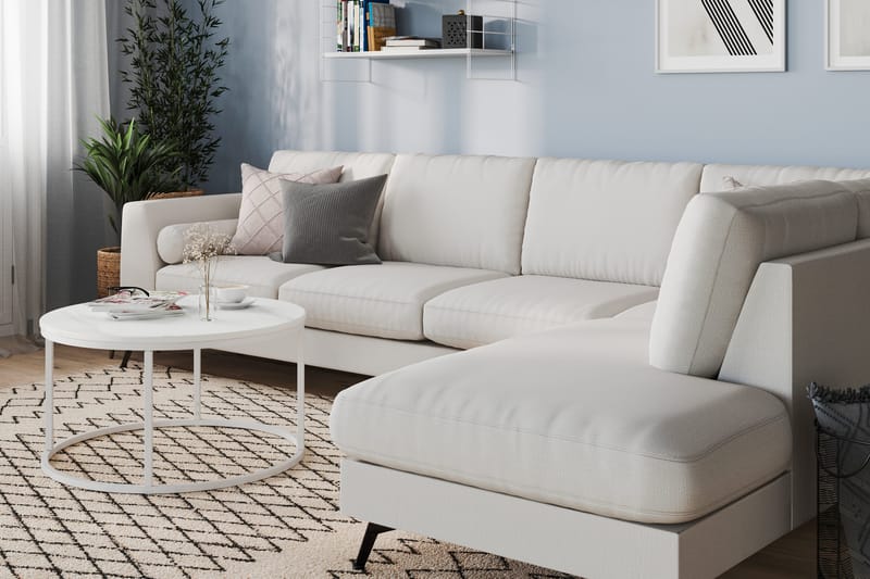 Ocean Lyx 4-seters Høyrevendt L-formet Sjeselongsofa i Stoff - Lys grå - Møbler - Sofaer - Sofa med sjeselong - 4 seters sofa med divan