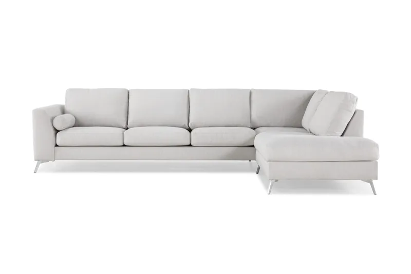 Ocean Lyx 4-seters Høyrevendt L-formet Sjeselongsofa i Stoff - Lys grå - Møbler - Sofaer - Sofa med sjeselong - 4 seters sofa med divan