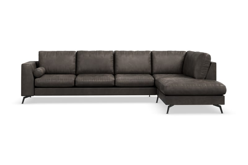 Ocean Lyx 4-seters Sofa med Sjeselong Høyre - Svart/Lær - Sofa med sjeselong