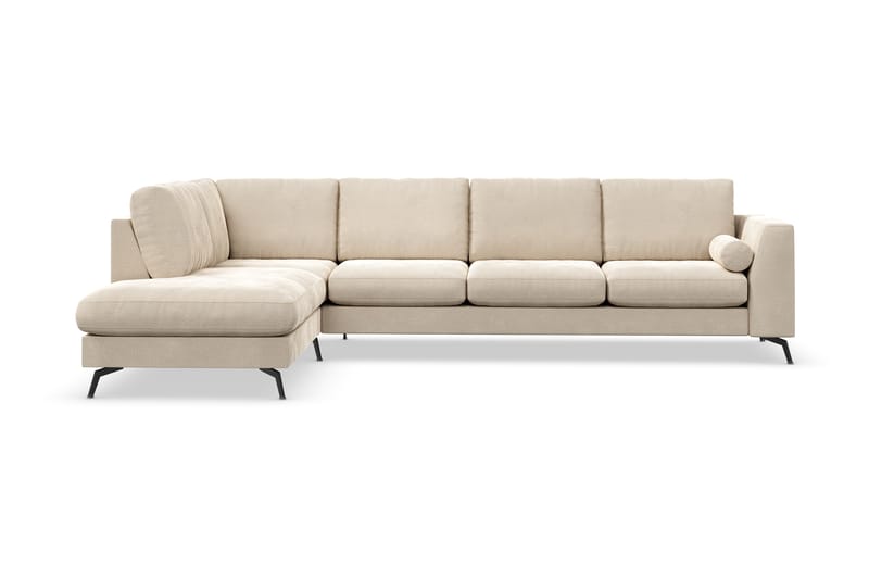 Ocean Lyx 4-seters Sofa med Sjeselong Venstre - Beige/Fløyel - Sofa med sjeselong