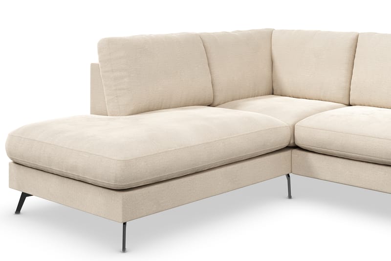 Ocean Lyx 4-seters Sofa med Sjeselong Venstre - Beige/Fløyel - Sofa med sjeselong