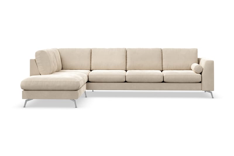 Ocean Lyx 4-seters Sofa med Sjeselong Venstre - Beige/Fløyel - Sofa med sjeselong