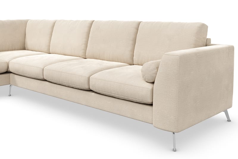 Ocean Lyx 4-seters Sofa med Sjeselong Venstre - Beige/Fløyel - Sofa med sjeselong