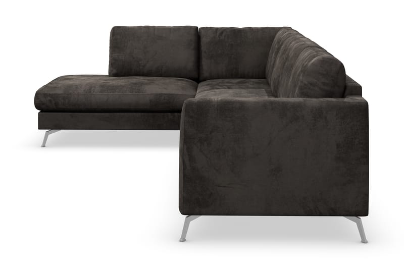 Ocean Lyx 4-seters Venstrevendt L-formet Sjeselongsofa i Fløyel - Mørk grå - Møbler - Sofaer - Sofa med sjeselong