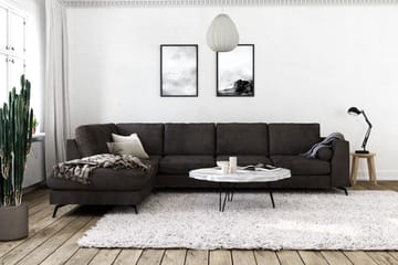 Ocean Lyx 4-seters Venstrevendt L-formet Sjeselongsofa i Fløyel - Mørk grå - Møbler - Sofaer - Sofa med sjeselong