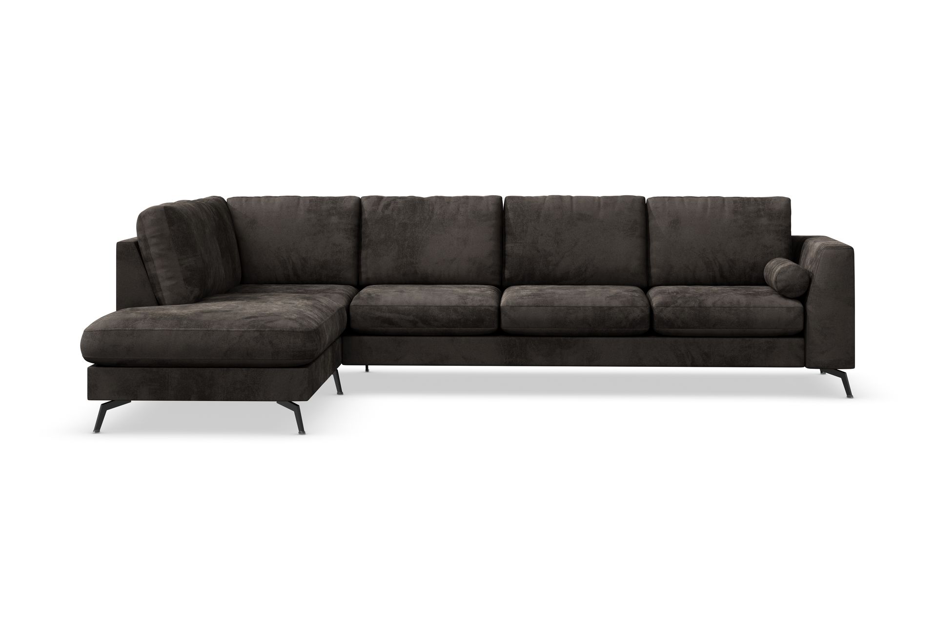 Ocean Lyx 4-seters Venstrevendt L-formet Sjeselongsofa i Fløyel - Mørk grå - Møbler - Sofaer - Sofa med sjeselong