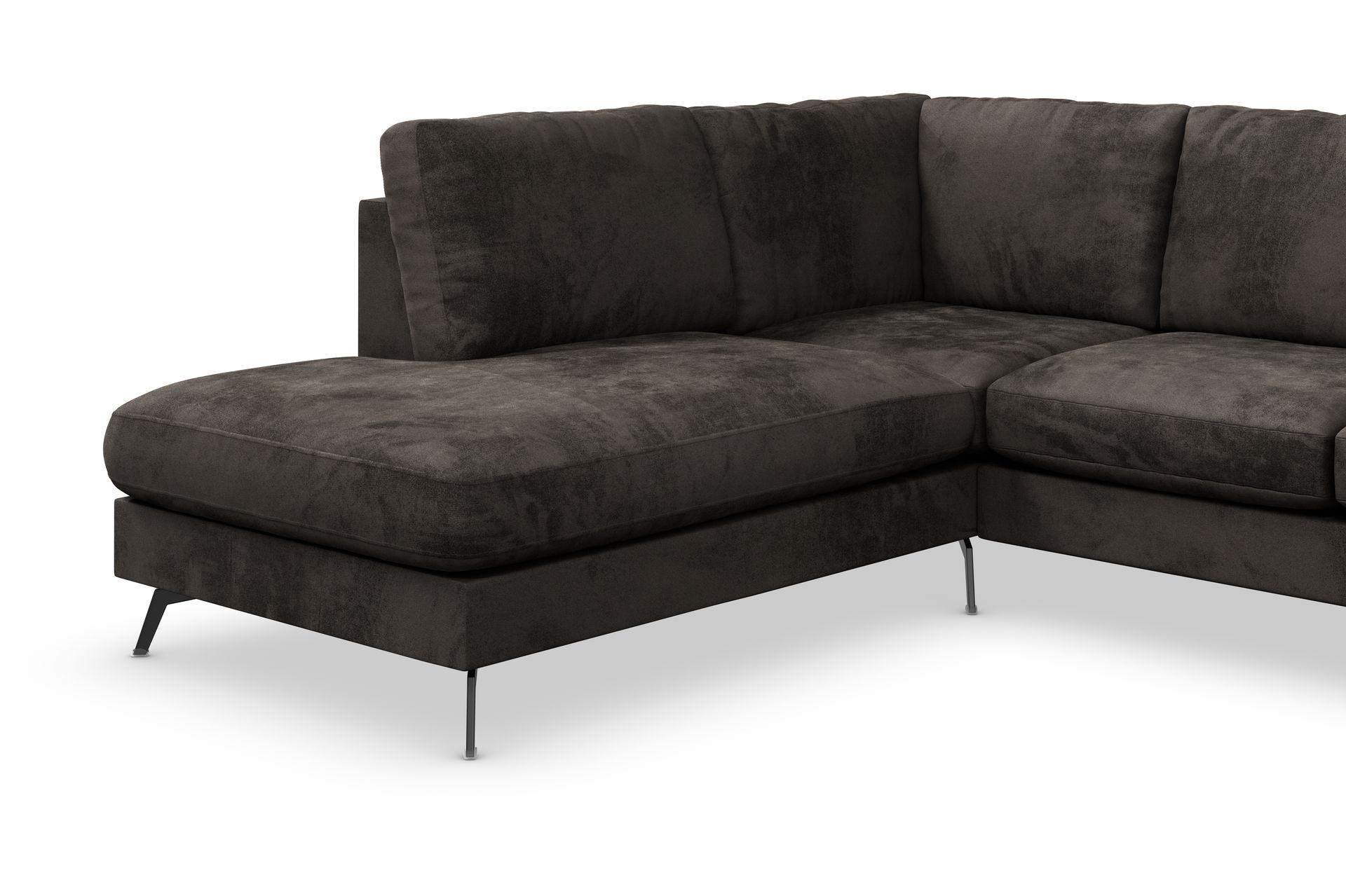 Ocean Lyx 4-seters Venstrevendt L-formet Sjeselongsofa i Fløyel - Mørk grå - Møbler - Sofaer - Sofa med sjeselong