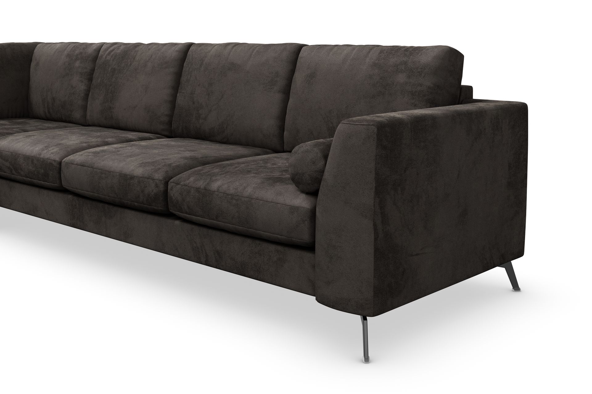 Ocean Lyx 4-seters Venstrevendt L-formet Sjeselongsofa i Fløyel - Mørk grå - Møbler - Sofaer - Sofa med sjeselong