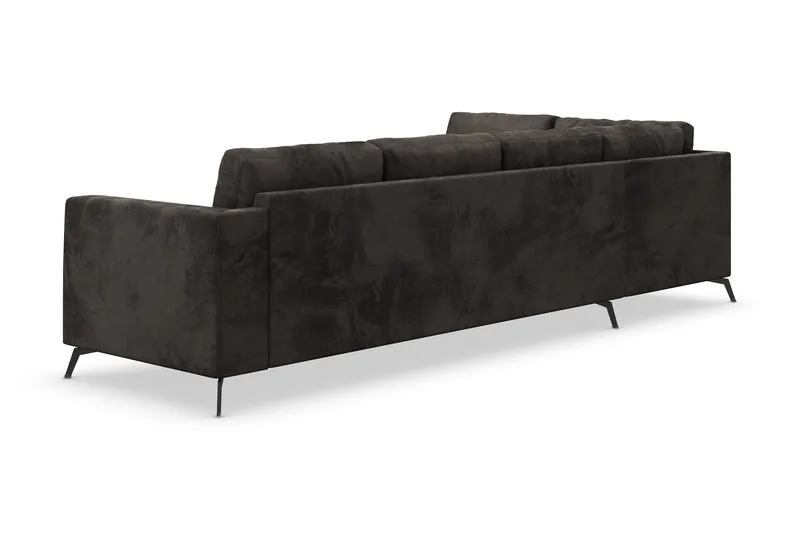 Ocean Lyx 4-seters Venstrevendt L-formet Sjeselongsofa i Fløyel - Mørk grå - Møbler - Sofaer - Sofa med sjeselong - 4 seters sofa med divan