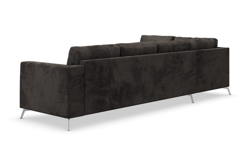 Ocean Lyx 4-seters Venstrevendt L-formet Sjeselongsofa i Fløyel - Mørk grå - Møbler - Sofaer - Sofa med sjeselong - 4 seters sofa med divan