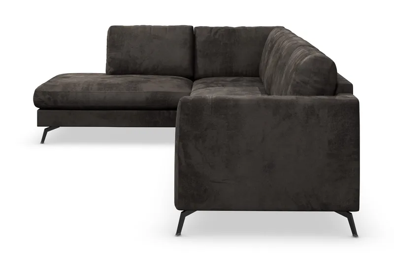 Ocean Lyx 4-seters Venstrevendt L-formet Sjeselongsofa i Fløyel - Mørk grå - Møbler - Sofaer - Sofa med sjeselong - 4 seters sofa med divan