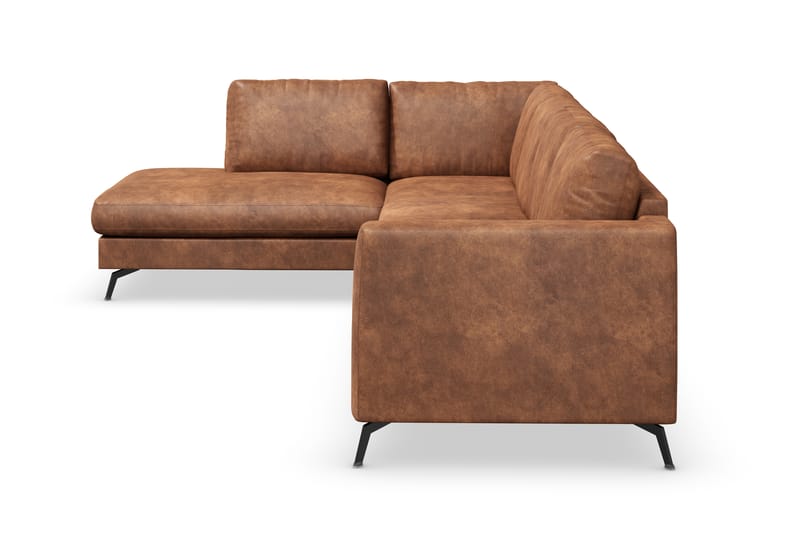 Ocean Lyx 4-seters Venstrevendt L-formet Sjeselongsofa i Kunstlær - Brun - Møbler - Sofaer - Sofa med sjeselong
