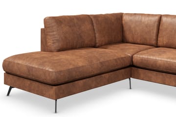 Ocean Lyx 4-seters Venstrevendt L-formet Sjeselongsofa i Kunstlær - Brun - Møbler - Sofaer - Sofa med sjeselong
