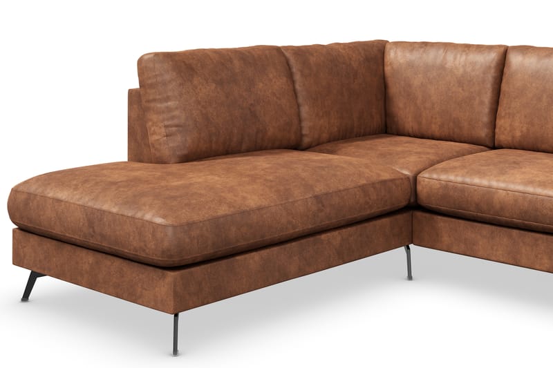 Ocean Lyx 4-seters Venstrevendt L-formet Sjeselongsofa i Kunstlær - Brun - Møbler - Sofaer - Sofa med sjeselong