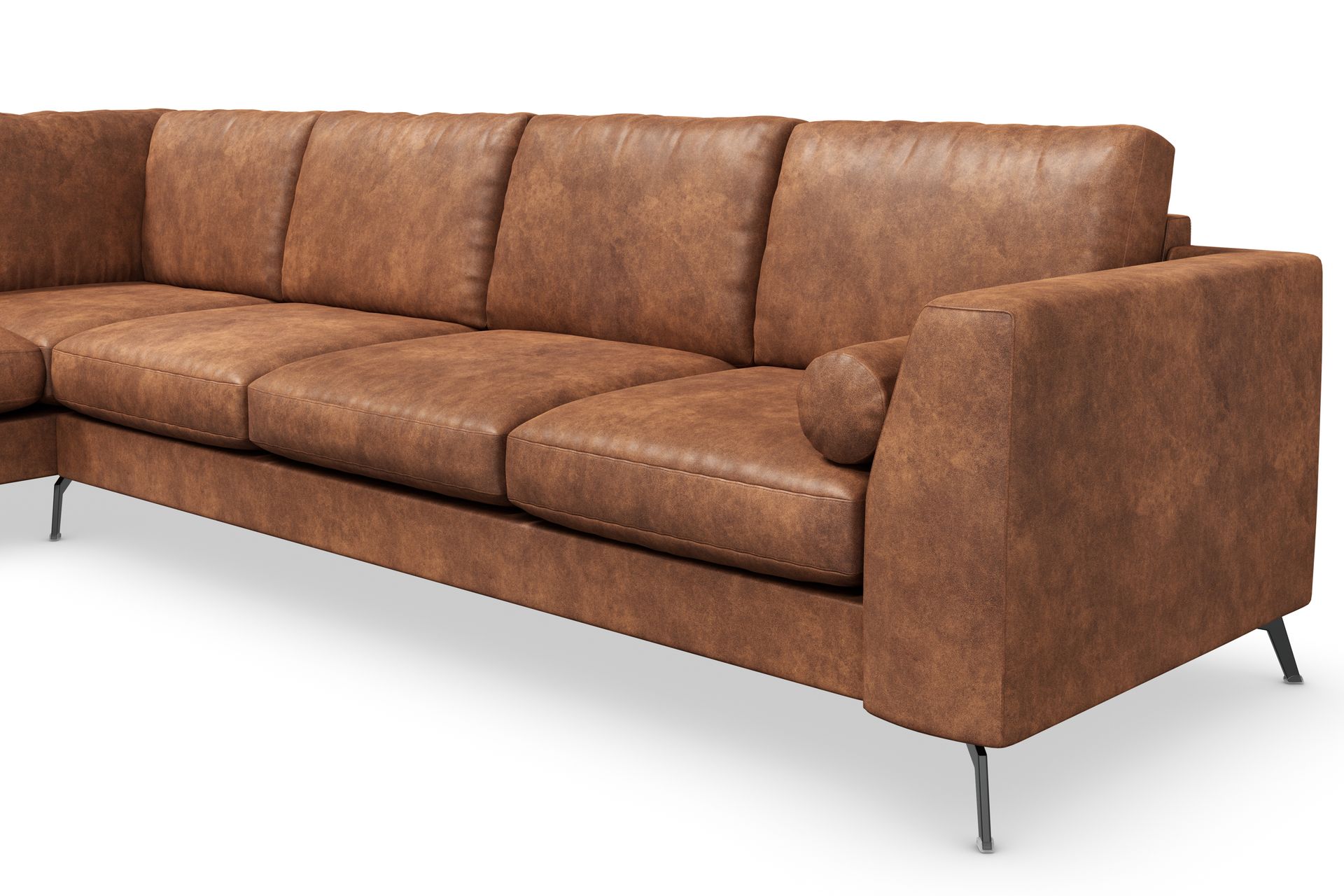 Ocean Lyx 4-seters Venstrevendt L-formet Sjeselongsofa i Kunstlær - Brun - Møbler - Sofaer - Sofa med sjeselong